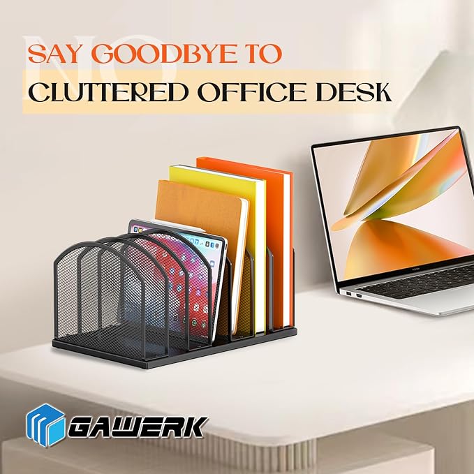 Gawerk 7-Section Metal Upright File Sorter Organizer, Office Small Letter - Image 6