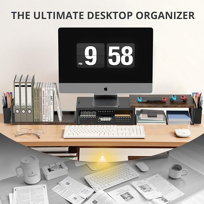OPNICE Desk Organizers and Accessories, Dual Monitor Stand Riser - Image 5