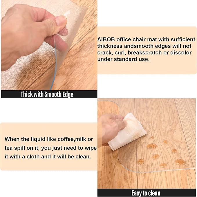 AiBOB Office Chair Mat for Hardwood Floor, 45 X 53 inches, Hard Floor Chair - Image 4
