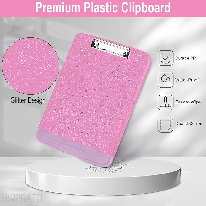 HWPRATO Glitter Clipboard with Storage, Clip Boards 8.5x11 with Pen Holder - Image 7