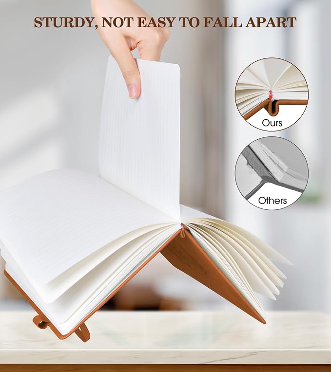 Lined Journal Notebook for Men Women, A5 Brown Leather Journals for Writing - Image 3