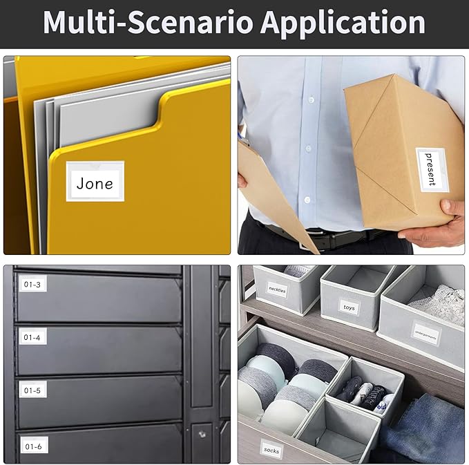 100 Pack Self-Adhesive Index Card Pockets for 3" x 5" Card,Clear Plastic Labels Holders with Top Open for Loading, Storage Bins, Library and Bins