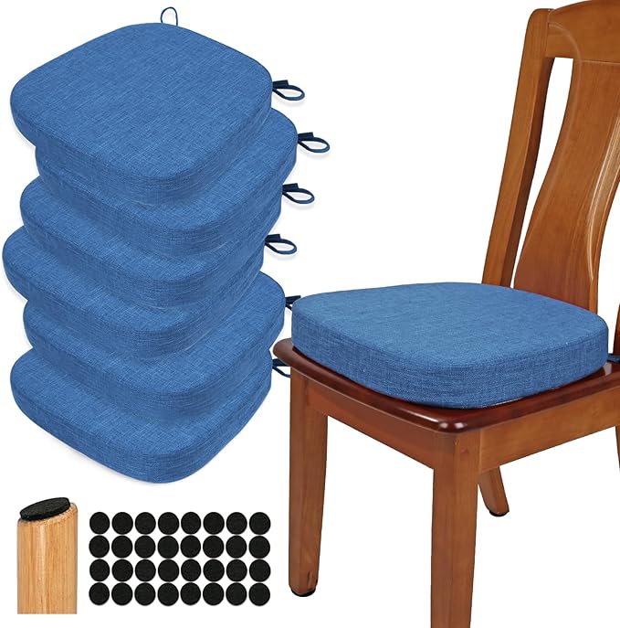 BUYUE Thickened 2.5" Dining Chair Cushions Set of 6, U-Shape High Density Foam by BUYUE