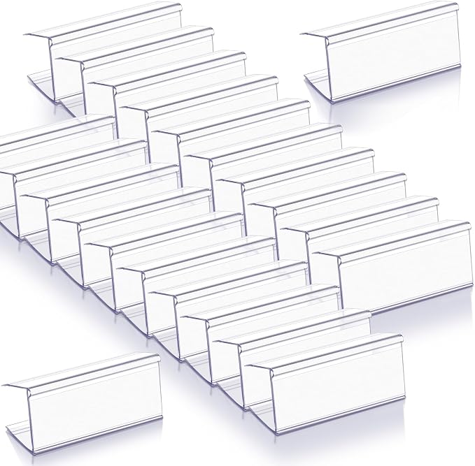 Weysat 100 Pcs Wood Shelf Label Holders Clear Plastic Price Tag 2.4 in L x 1 in by Weysat