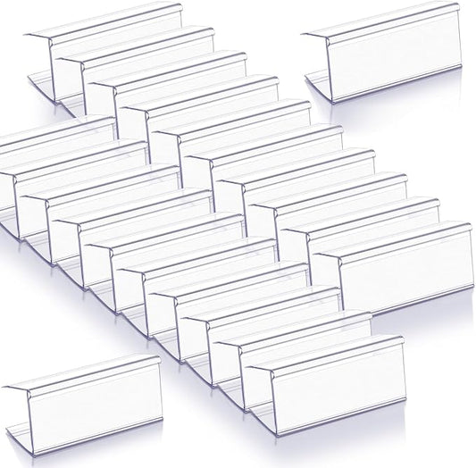 Weysat 100 Pcs Wood Shelf Label Holders Clear Plastic Price Tag 2.4 in L x 1 in by Weysat