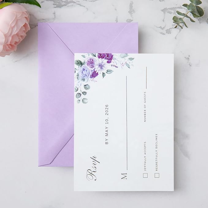 PONATIA 50 Pack A1 Envelopes, 3.62 x 5.2'' Lilac Envelopes Perfect - Image 4
