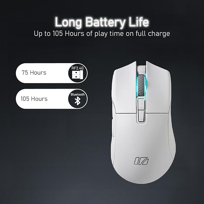 iRocks IRM31R RGB Backlight, Wireless Lightweight Gaming Mouse, Tri-Mode Connection, Kailh GM8.0 Mouse Switches, Advanced PixArt PAW3395 Optical Sensor, Resolution Up to 26,000 DPI - White-DeskLoop Office
