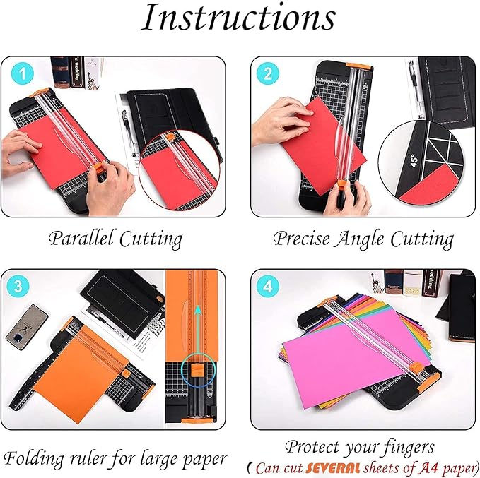 Evteck Paper Cutter 12 Inch Paper Trimmer Slider Crafting Scrapbooking Supplies for A4 Vinyl Photo Cardstock with Security Blade and Foldable Ruler-DeskLoop Office