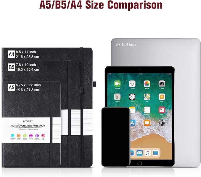 College Ruled Notebook, Large B5 Hardcover Leather Journal, 312 Numbered Pages - Image 5