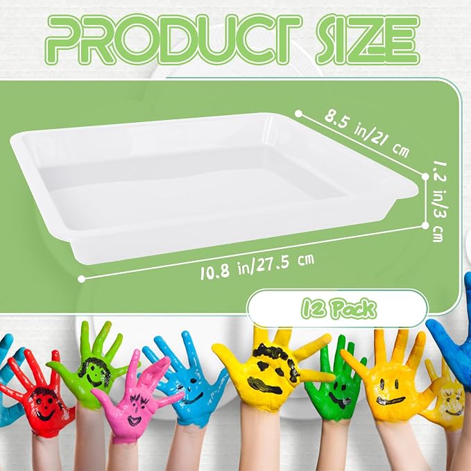 12 Pack Plastic Art Trays, Activity Crafts Tray, Stackable Serving Tray - Image 2