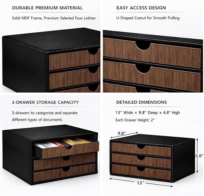 UnionBasic Document Organizer, 3-Drawer File Cabinet Document Storage Box - Image 4