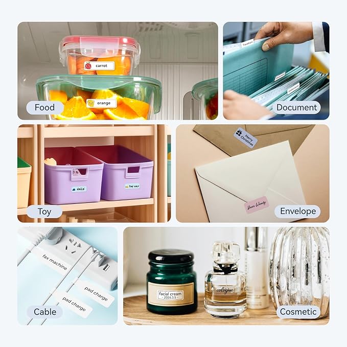 NIIMBOT D110 Upgraded Version Mini Label Maker Machine with Tape, Portable Bluetooth Thermal Printer, Sticker Labeler with Multiple Templates for Office Organization Home Kitchen School, White-DeskLoop Office