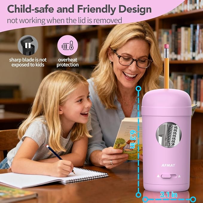 AFMAT Electric Pencil Sharpener, Fully Automatic Pencil Sharpener - Image 5