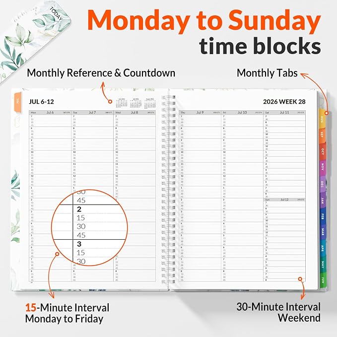 SUNEE 2026-2027 Appointment Book, Quarter-Hourly, Weekly & Monthly - Image 2