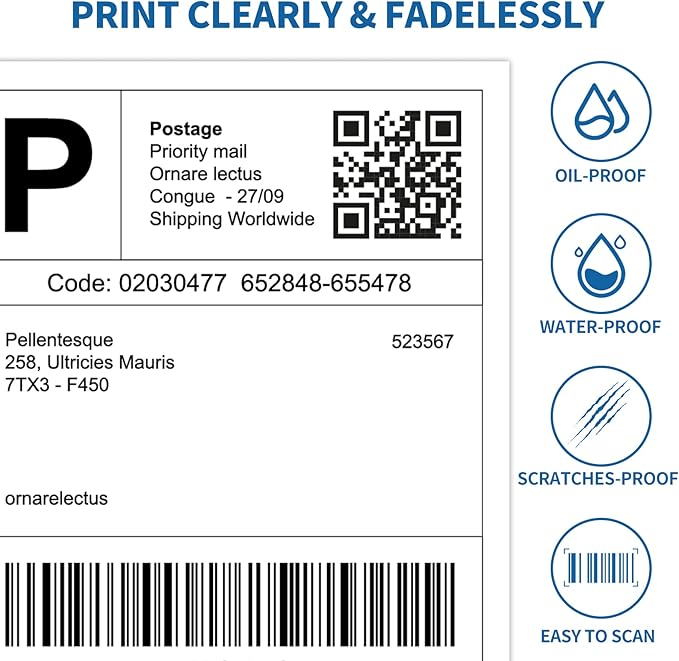 Half Sheet Shipping Labels - 50 Counts, 8.5” x 5.5” Self Adhesive Shipping Label White Internet Mailing Labels 2 Per Page, Laser & Inkjet Printer Compatible [25 Sheets 8.5” x 11”]