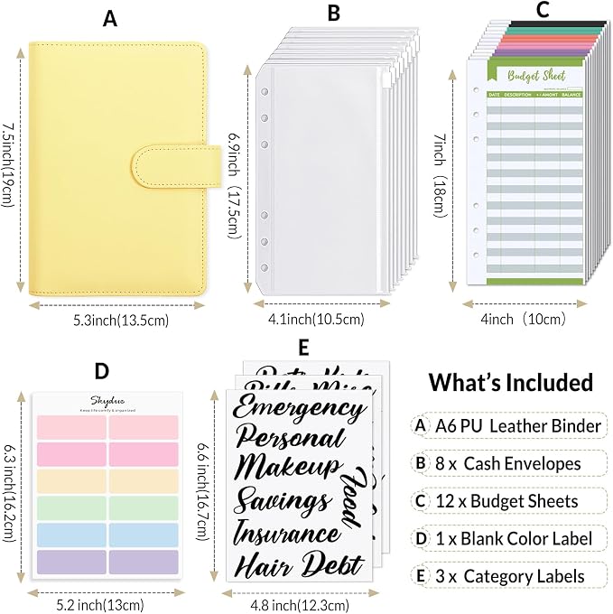 SKYDUE Budget Binder with 8pcs Zipper Envelopes, Money Organizer - Image 3