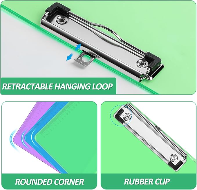Plastic Clipboards, PANDRI 30 Pack Clear Colored Clipboards, Low Profile Clip - Image 4
