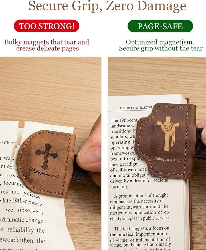 3-Pack Magnetic Leather Bookmarks - Image 2