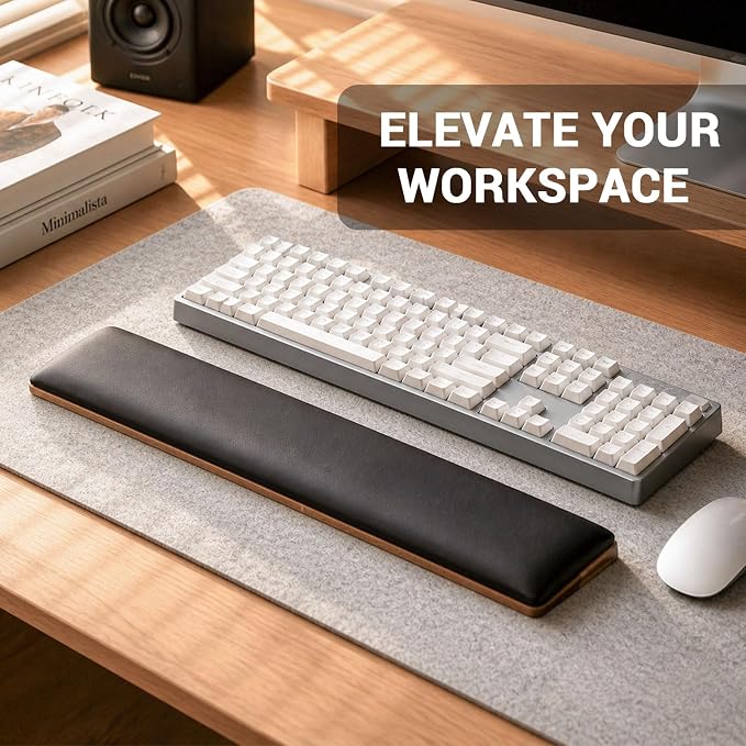 Keyboard Wrist Rest with Memory Foam Anti-Slip Rubber Base Ergonomic Wooden - Image 7