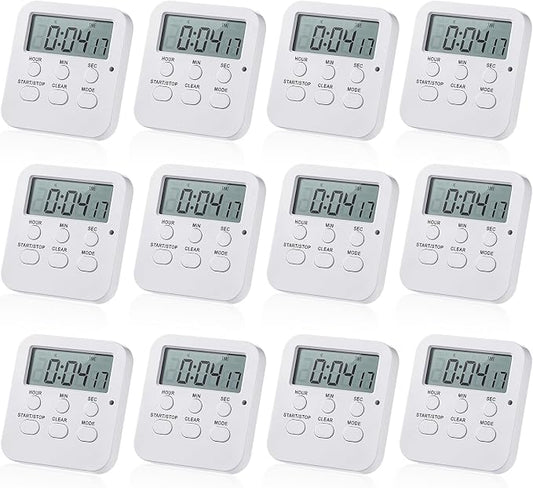 Weewooday 12 Pcs Digital Kitchen Magnetic Timer Bulk Classroom Count up by Weewooday