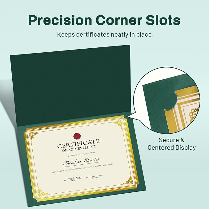 SUNEE 30 Packs Green Certificate Holders - Image 3