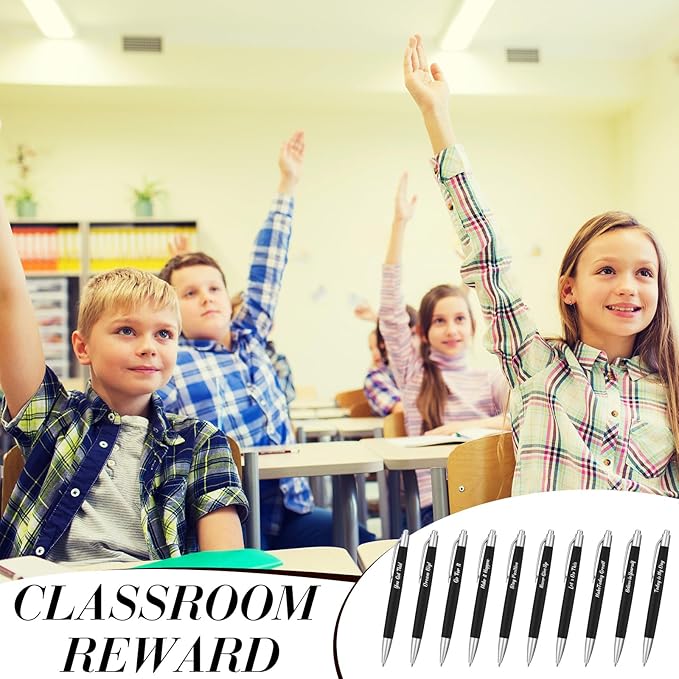 Yeaqee 100 Pcs Inspirational Pens Employee Appreciation Back to School Gifts Motivational Thank You Metal Greeting Quote Ballpoint Pen for Coworker Teacher(Black,Inspirational)-DeskLoop Office