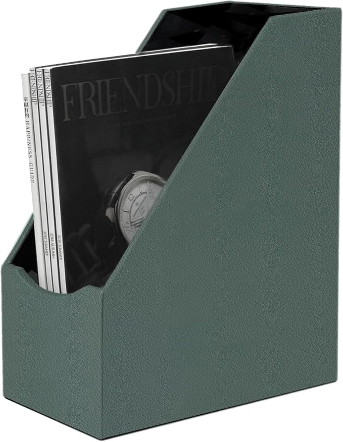 UnionBasic Magazine File Holder, Leatherette Desktop Document Organizer by UnionBasic
