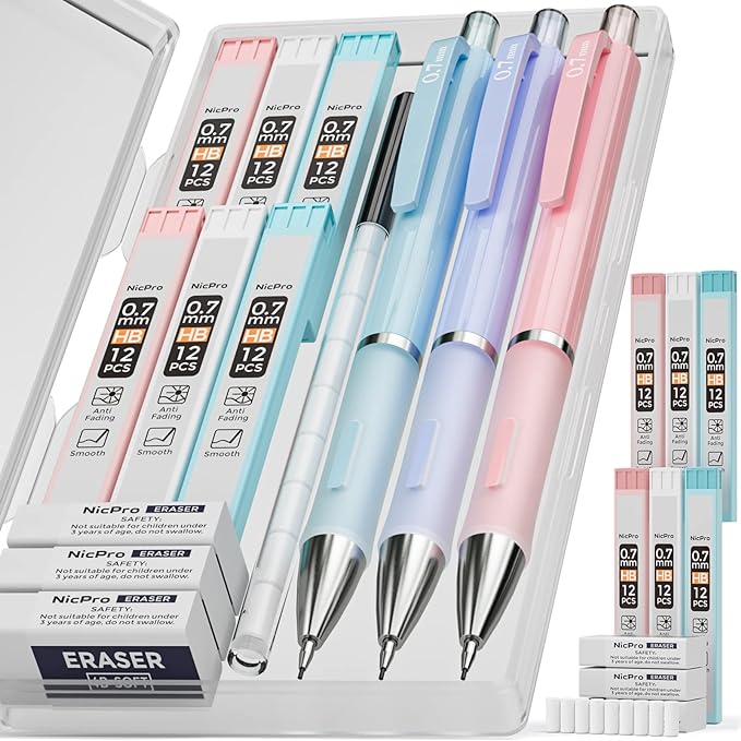 Nicpro 3PCS Cute Mechanical Pencil Set by Nicpro