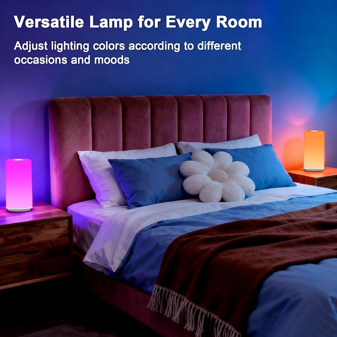Touch Bedside Table Lamp, 3 Way Dimmable Warm White Lights - Image 5