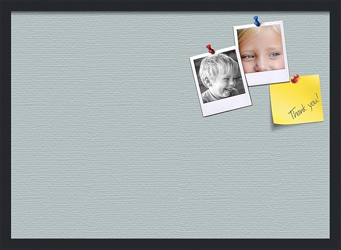 PinPix 28x20 Inch Cork Bulletin Board. This Decorative Framed Pin Board Comes with Soft Blue Design and a Satin Black Frame. Ideal for Home Office Decor or Message Board (PinPix-1814)-DeskLoop Office