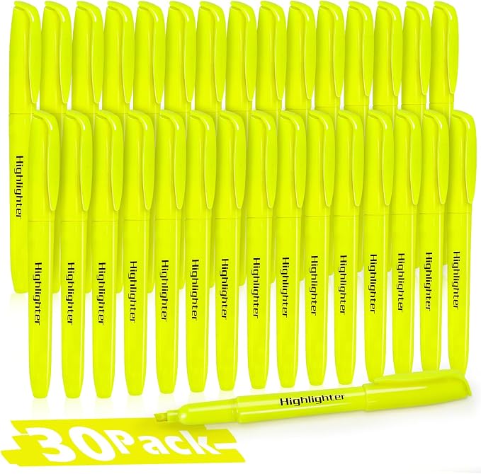 V-Opitos 30 Pack Yellow Highlighters, No Bleed Bright Highlighters by Wearecommittedtotheresearchandproductionofhigh-qualitykidstoysschoolofficesuppliesandholidayproducts