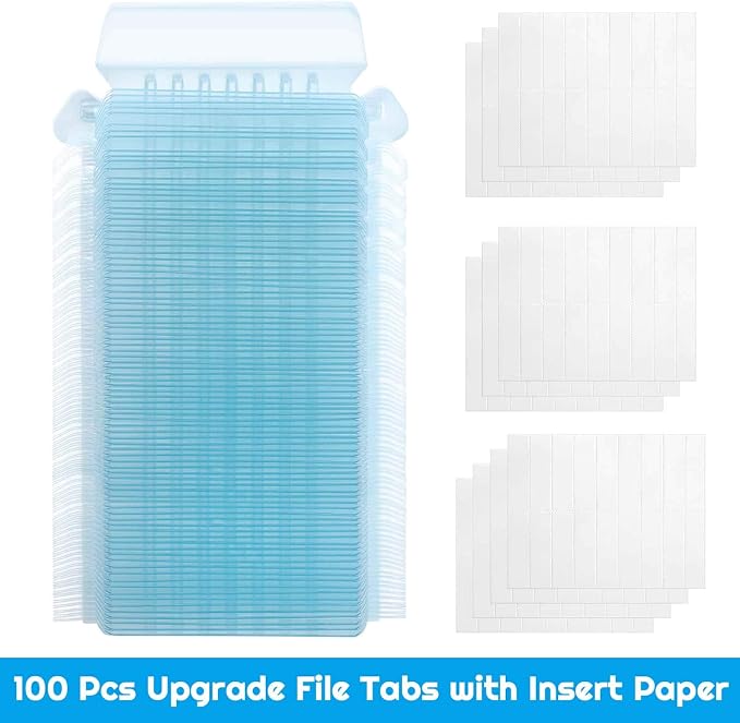 File Folder Tabs, Selizo 100 Sets Hanging File Folder Labels 2" Tabs and Inserts - Image 2