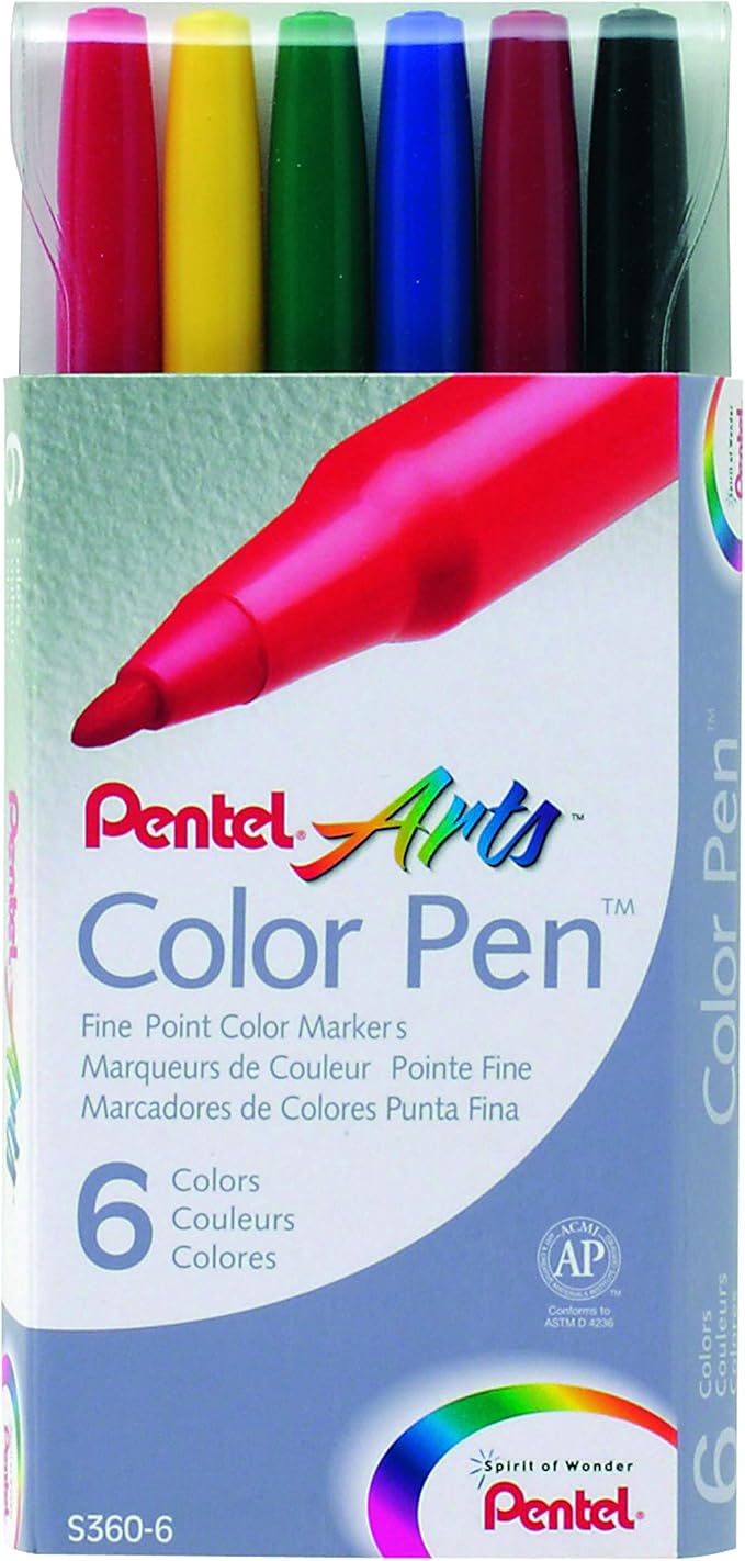 Pentel Arts Color Pen, 6 Color Set by PentelofAmerica