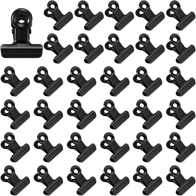 CRASPIRE 35Pcs Black Bulldog Clips Binder Stainless Steel Metal Hinge Mini by CRASPIRE