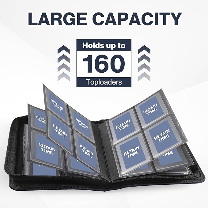 Toploader Binder, Holds 160 Toploaders, 100 Toploaders INCLUDED, 4-Pocket PU - Image 4