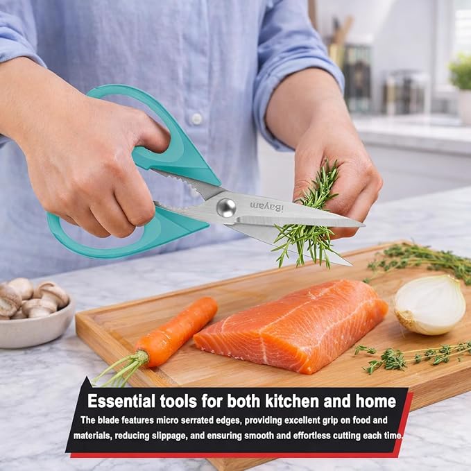 Small Kitchen Scissors 8-inch, iBayam 2 Pack Kitchen Shears All Purpose Meat - Image 4