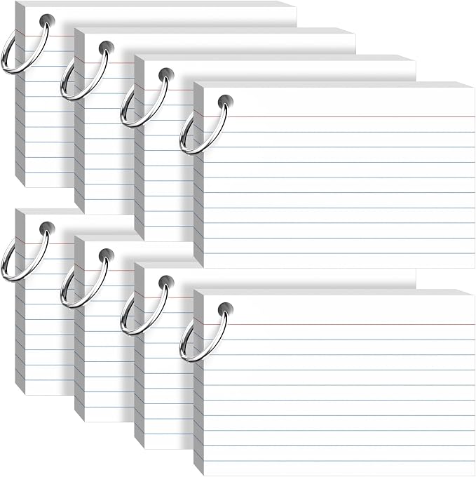 Index Cards 4x6 with Ring, 320 Sheets, Ruled White Flash Cards by Ciphyfee