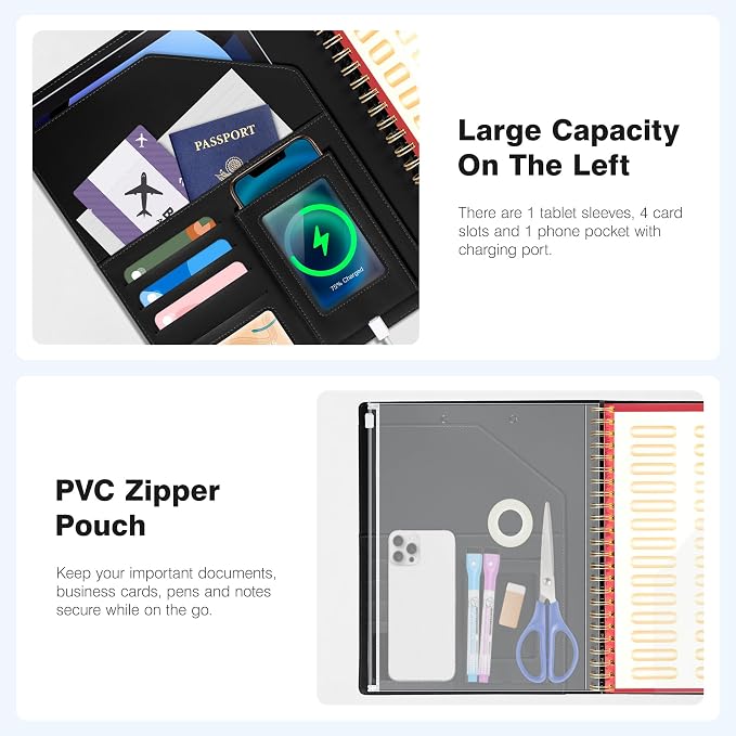Ospelelf Clipboard with Storage Spiral Clipboard Folio - Image 3