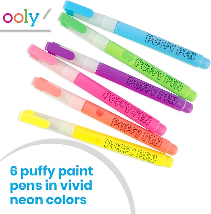 Ooly Puffy Paint Neon Gel Pens 2 Pack (12 Pens), 3D Foam Texture Painting Magic Puffy Pen, Creative and Fun Pens for Kids Arts and Crafts Drawing Supplies-DeskLoop Office