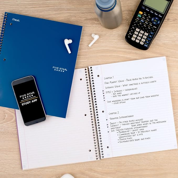 Five Star Spiral Notebook + Study App, 5 Subject, College Ruled Paper, 8-1/2" x - Image 8