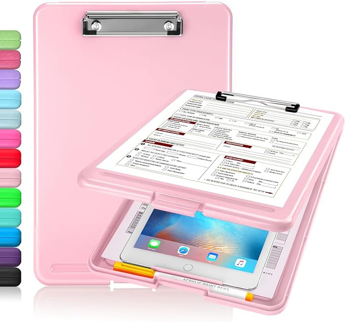 Sooez Clipboard with Storage, Plastic Storage Clipboards with Low Profile Clip by Sooez