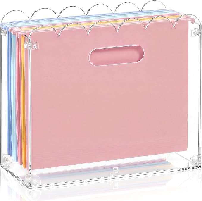 Jingmore Clear Acrylic File Organizer, Decorative Hanging File Box by Jingmore