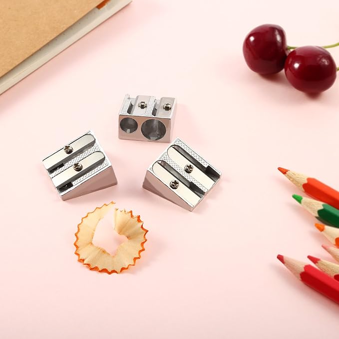 TecUnite 36 Pack Metal Pencil Sharpeners 2 Holes Manual Pencil Sharpener Bulk - Image 5