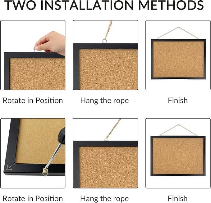 Black Cork Board Bulletin Board, 14.6"X 11" Cork Board, Oak Wood Finish Frame - Image 4