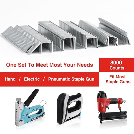 SHALL Heavy Duty T50 Staples and 18GA Brad Nails Combo Kit, 8000-Count - Image 6