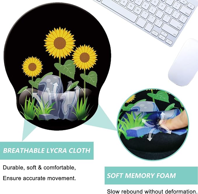 Mouse Pad with Wrist Support, Ergonomic Mouse Pad with Memory Foam Wrist Rest - Image 3