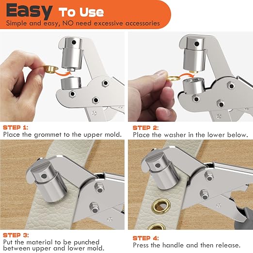 Grommet Kit NEU MASTER, Grommet Tool Kit 3/8 Inch Grommets Eyelet Plier Set - Image 5