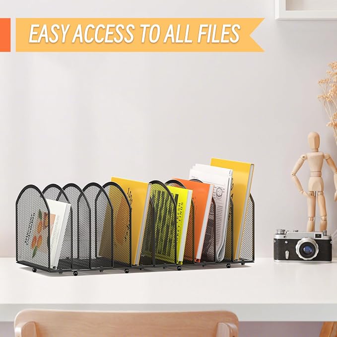 MINDEPOT Desk File Organizer 5 Sections Desktop Organizer File Mail Sorter - Image 6