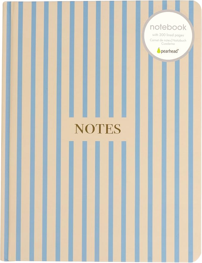 Pearhead Hardcover Journal Notebook 6x8 – Cream & Blue Stripe College-Ruled - Image 9