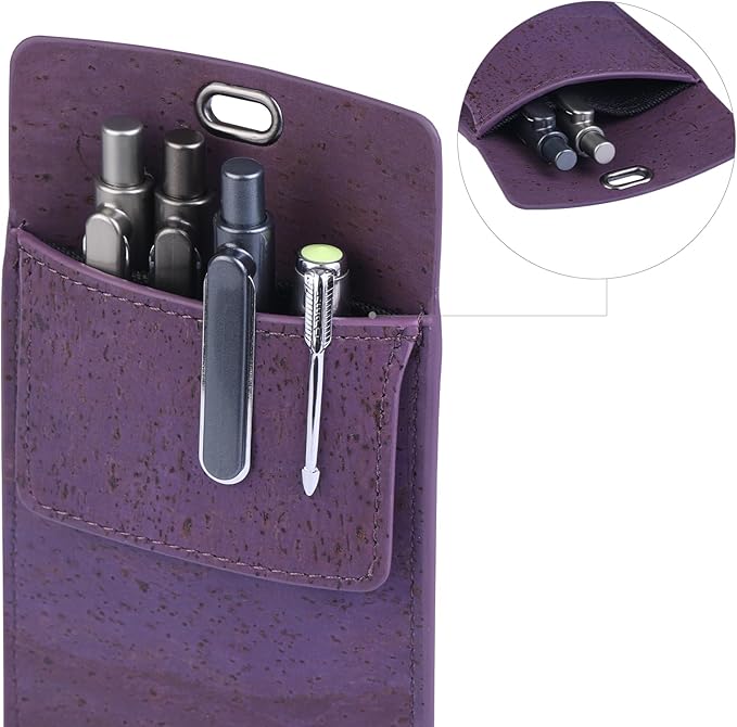 Premium Portuguese Cork Pocket Protector for Men | Multi-Use Pocket Protectors for Shirts and Lab Coats | For Pen, Pencils, Pointers, and More | 1 Pack Purple Pocket Organizer Protector-DeskLoop Office